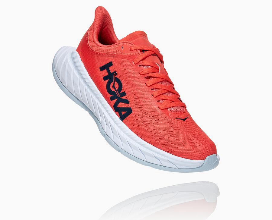 Hoka Womens Running Shoes NZ - Hoka Carbon X 2 Red/White (DRA834216)